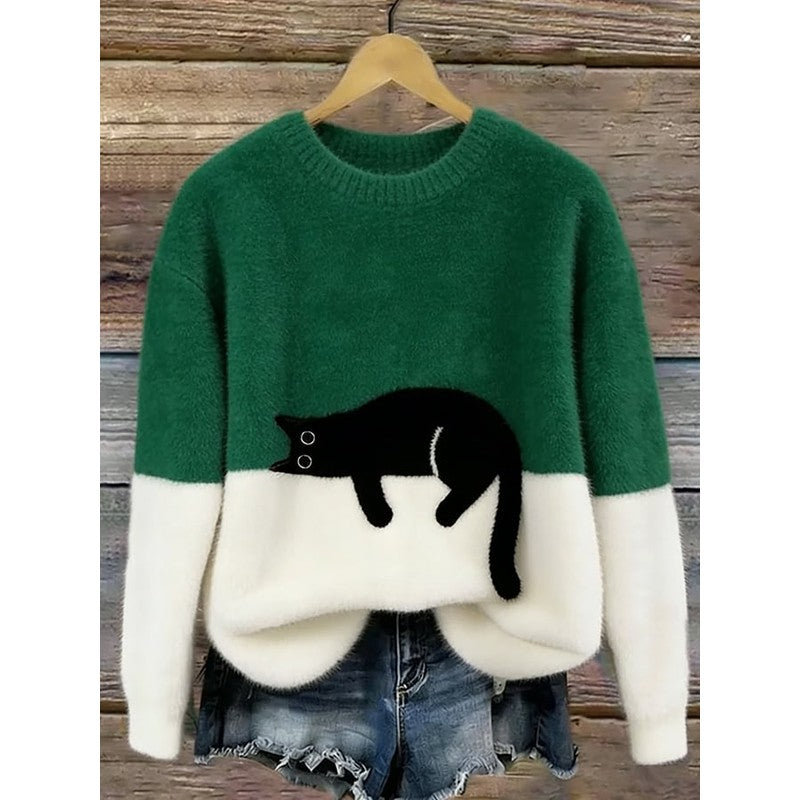 Emma | Graphic Cat Print Oversized Sweater