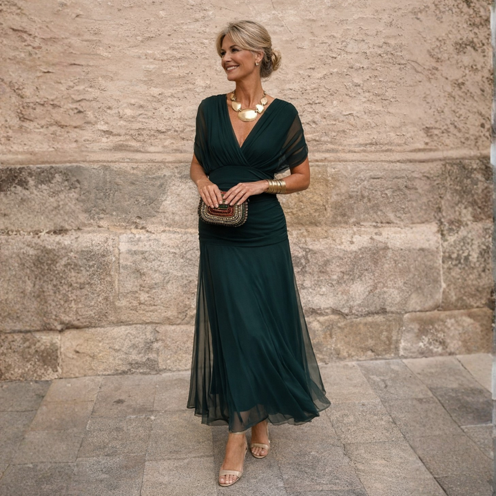 Eileen | Draped Chiffon Maxi Dress