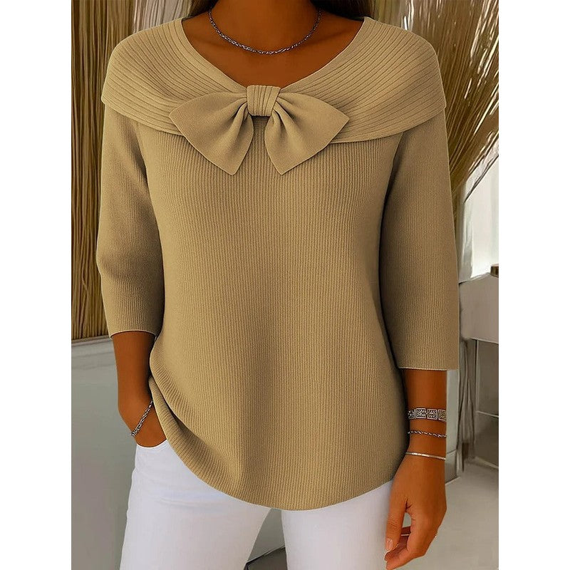 Trinidad | Bow-Neck Ribbed Sweater
