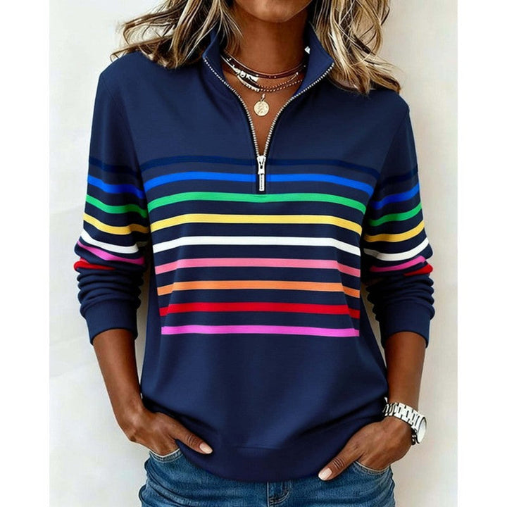 Eleanor | Striped Relaxed Quarter-Zip Sweater