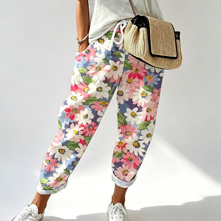 Anna | Floral Drawstring Casual Trousers