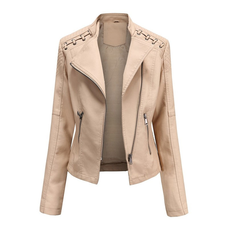 Eleanor | Asymmetrical Grommet-Trim Moto Jacket