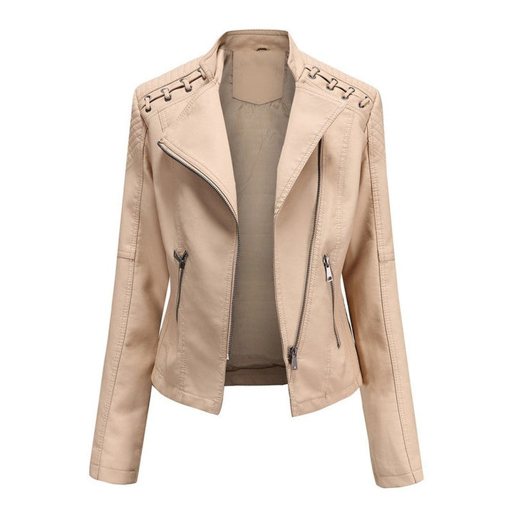 Eleanor | Asymmetrical Grommet-Trim Moto Jacket