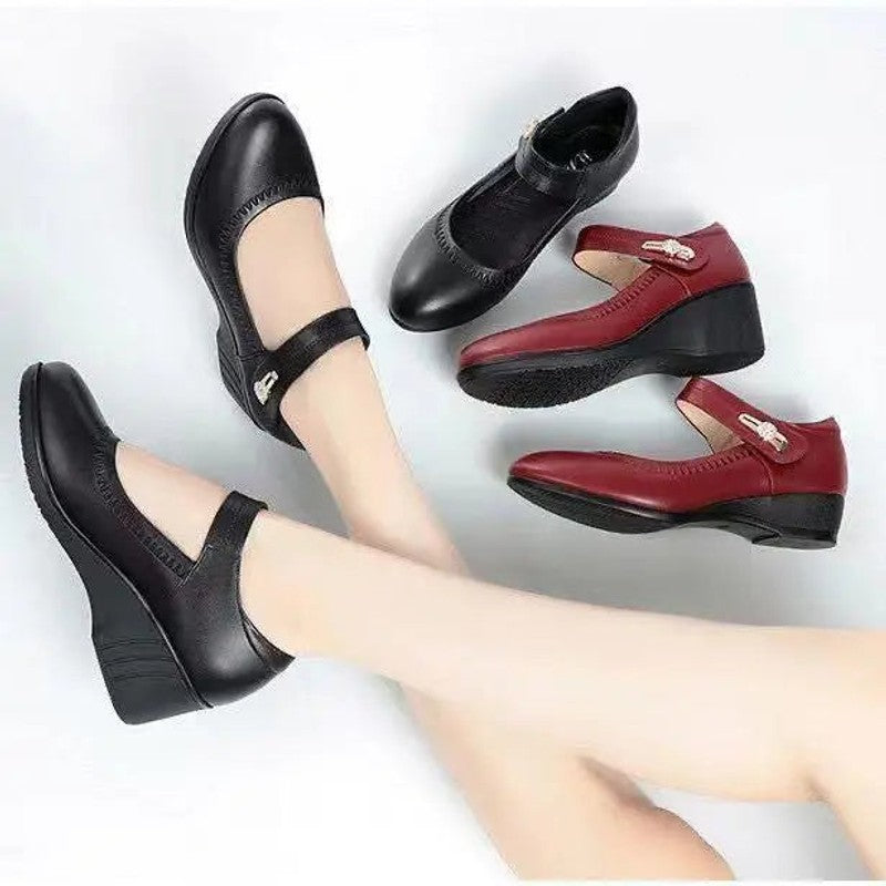 Lillian | Comfort Wedge Mary Jane Heels
