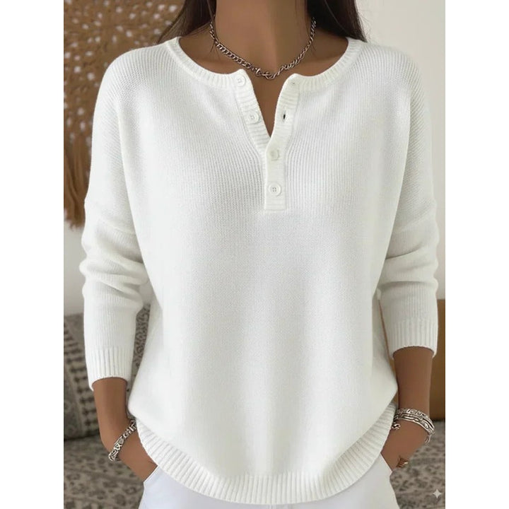 Helena | Relaxed Ribbed Henley Sweater