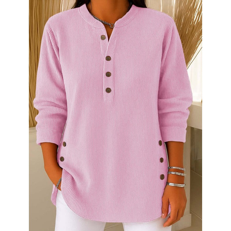 Ruby | Ribbed Knit Henley Top