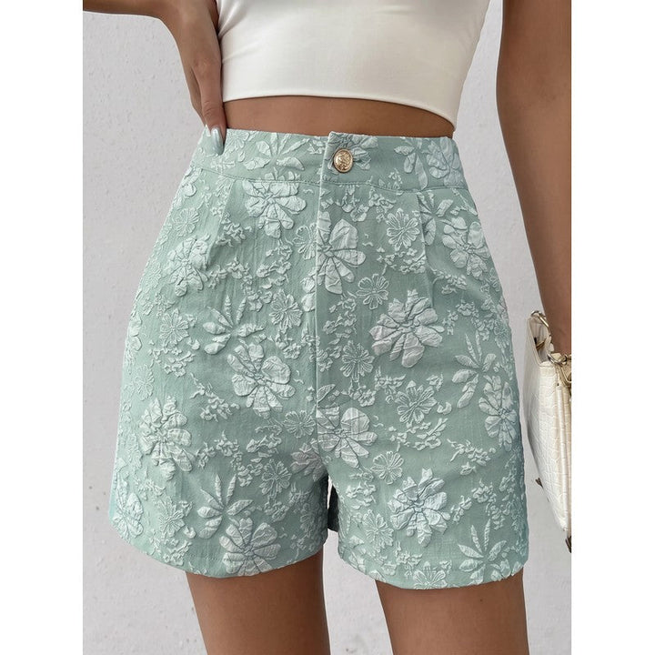 Flora | High-Waist Floral Jacquard Shorts