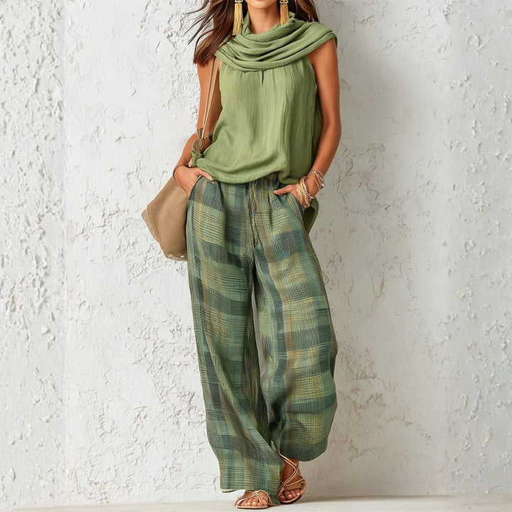 Miriam | Cowl Neck Linen Two-Piece Set