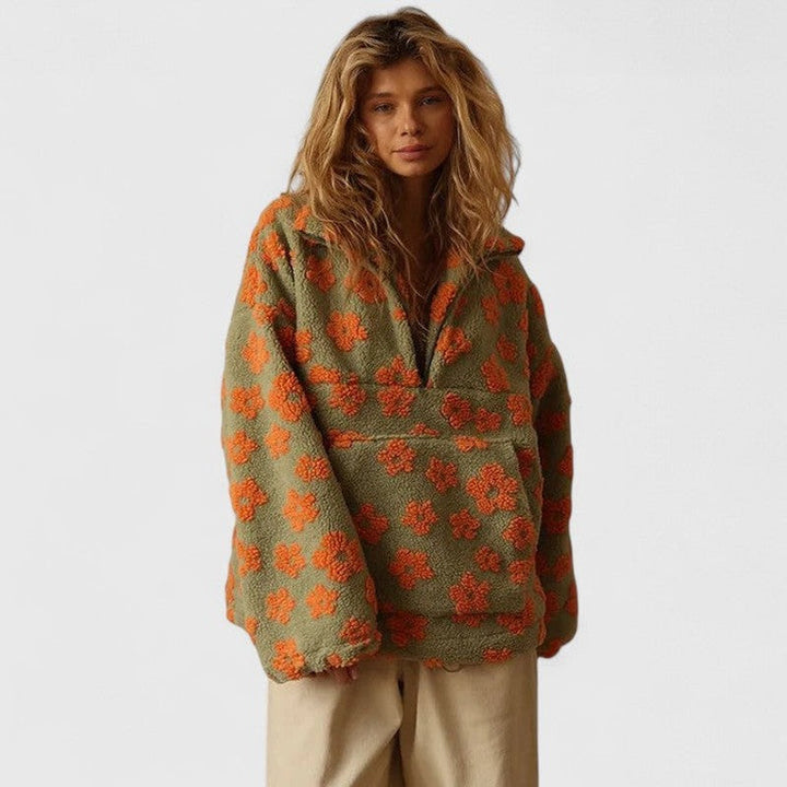 Delysanne | Floral Print Half-Zip Sweater
