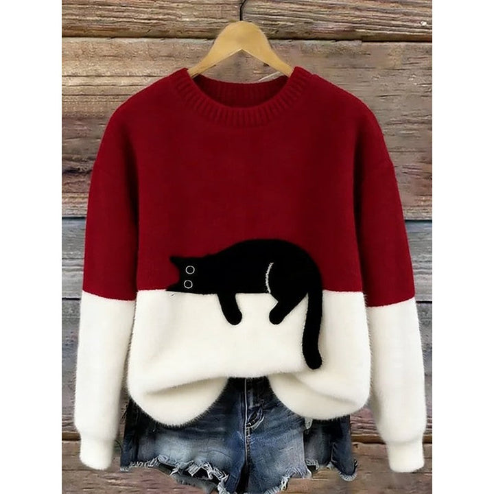 Emma | Graphic Cat Print Oversized Sweater
