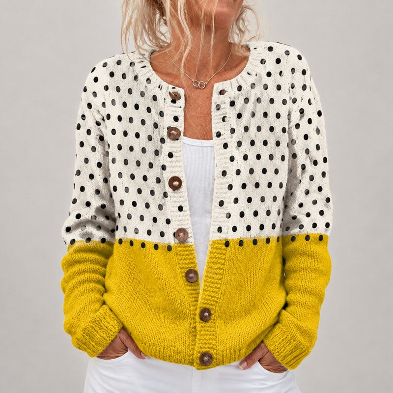 Juliet | Colourblock Polka-Dot Cardigan