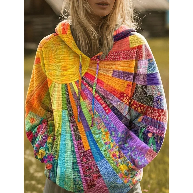 Klyra | Boho Sunburst Patchwork Hoodie