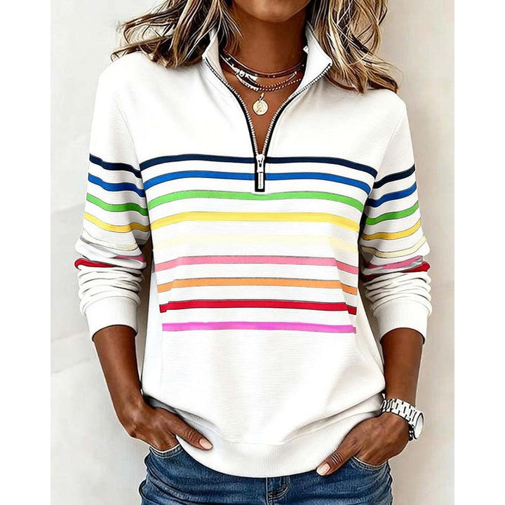 Eleanor | Striped Relaxed Quarter-Zip Sweater