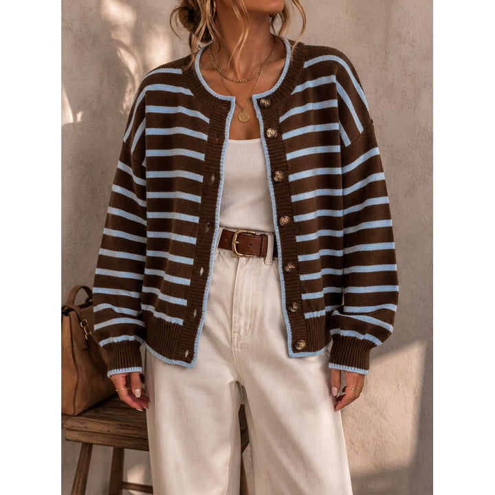 Céliane | Striped Knit Open-Front Cardigan