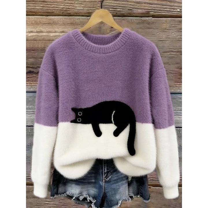 Emma | Graphic Cat Print Oversized Sweater