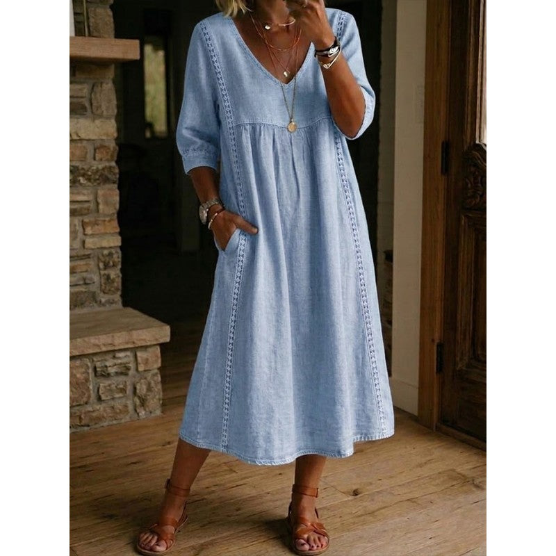 Clara | -Trimmed A-Line Maxi Dress