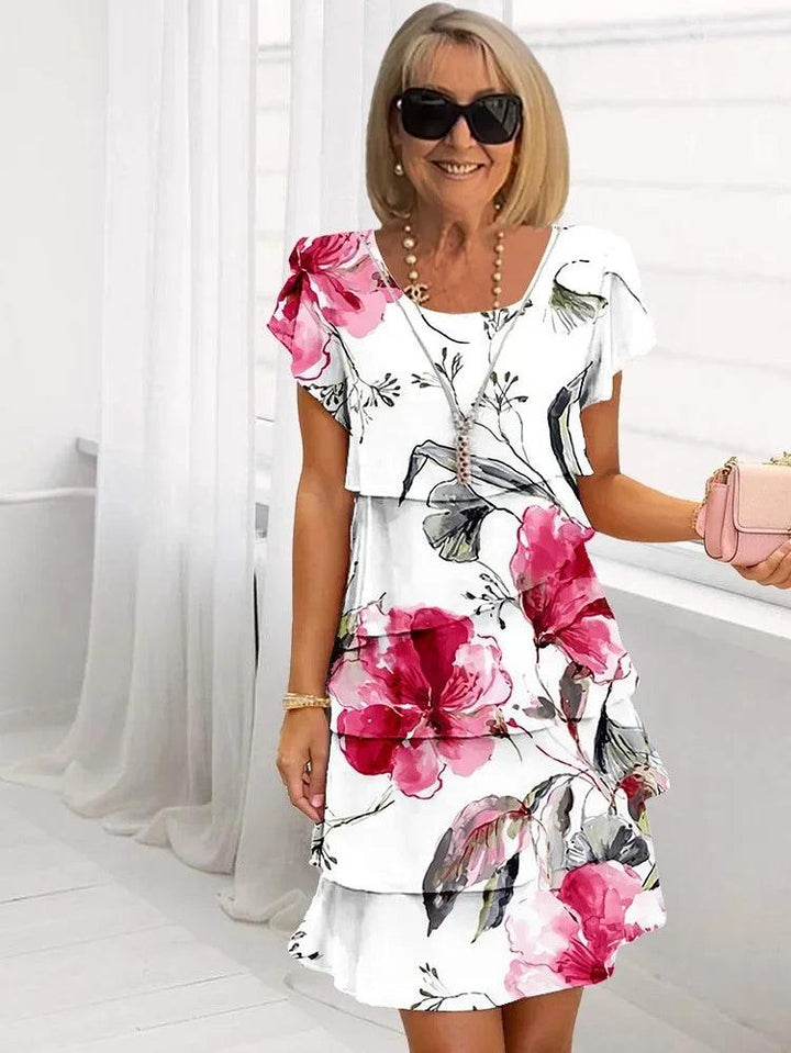 Mia | Ruffled Floral Pleated Dress