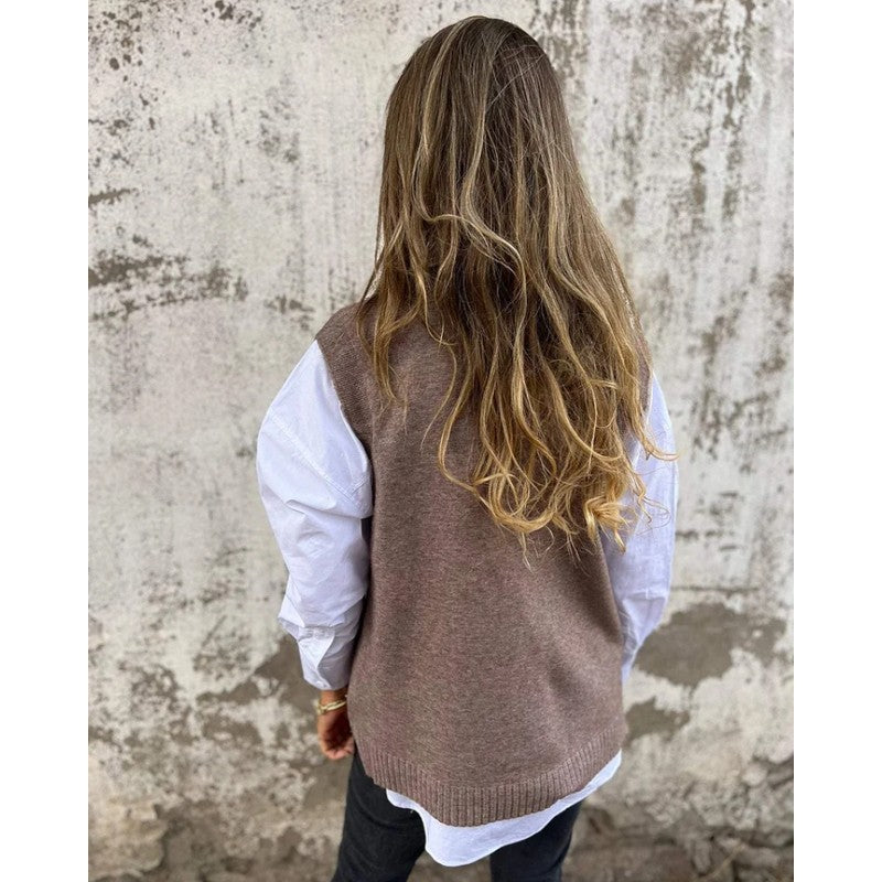 Marzanna | Sleeveless V-Neck Knit Sweater Vest