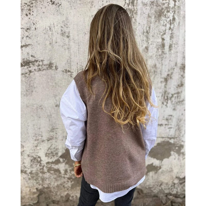 Marzanna | Sleeveless V-Neck Knit Sweater Vest