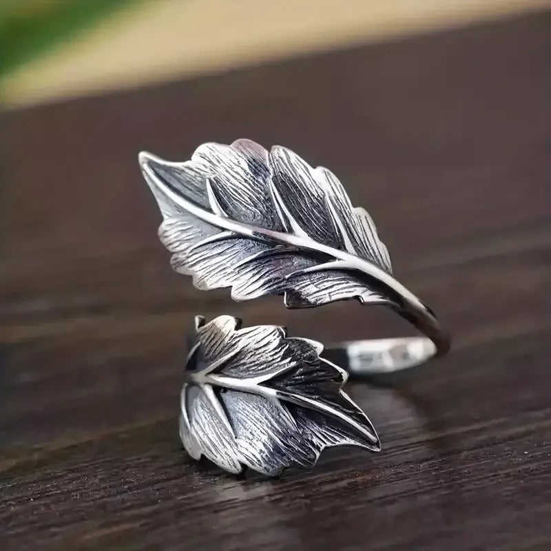 Adjustable Retro Leaf Ring