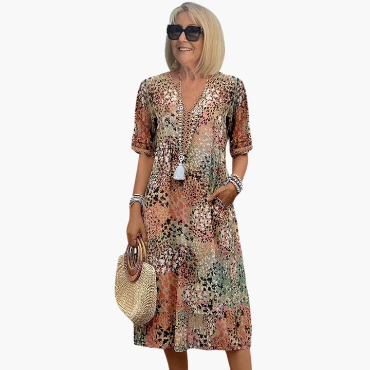 Nicole | Women’s Midi Dress with V-Neck and Floral Print