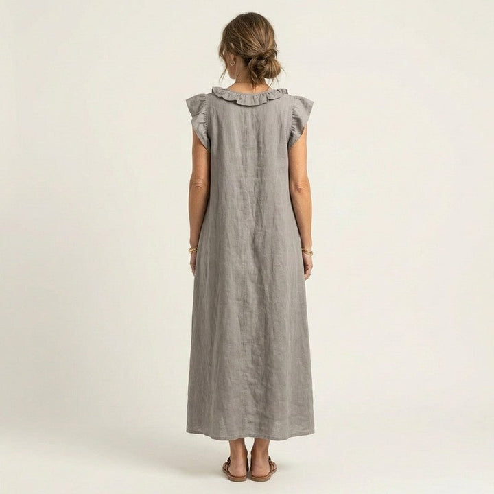 Olivia | Ruffled Neckline Maxi Dress