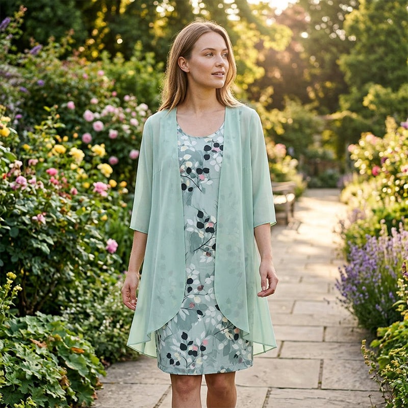 Audrey | Floral Print Dress and Cardigan Set