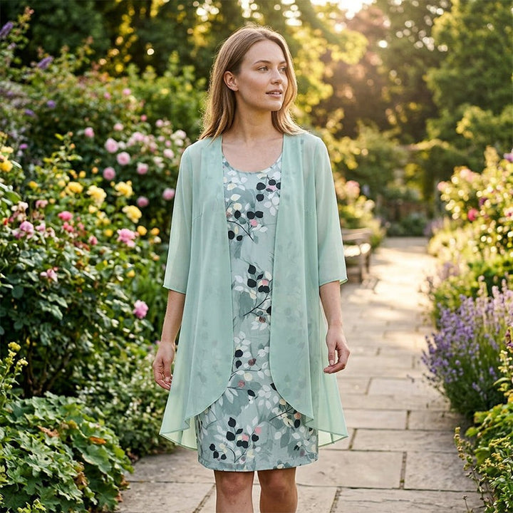 Lillian| Printed Dress & Cardigan