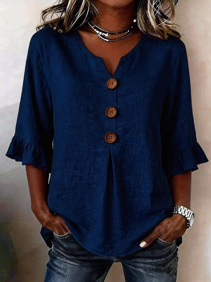 Stefania | Blouse with Buttons & Ruffles