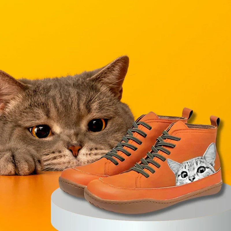 Eliza | Cat Graphic Ankle Boots