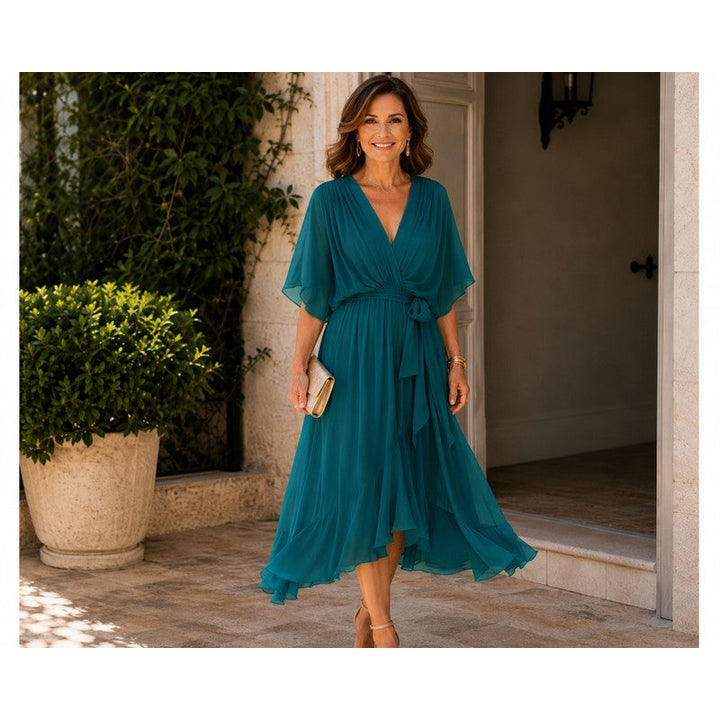 Sophia | Wrap V-Neck Midi Dress