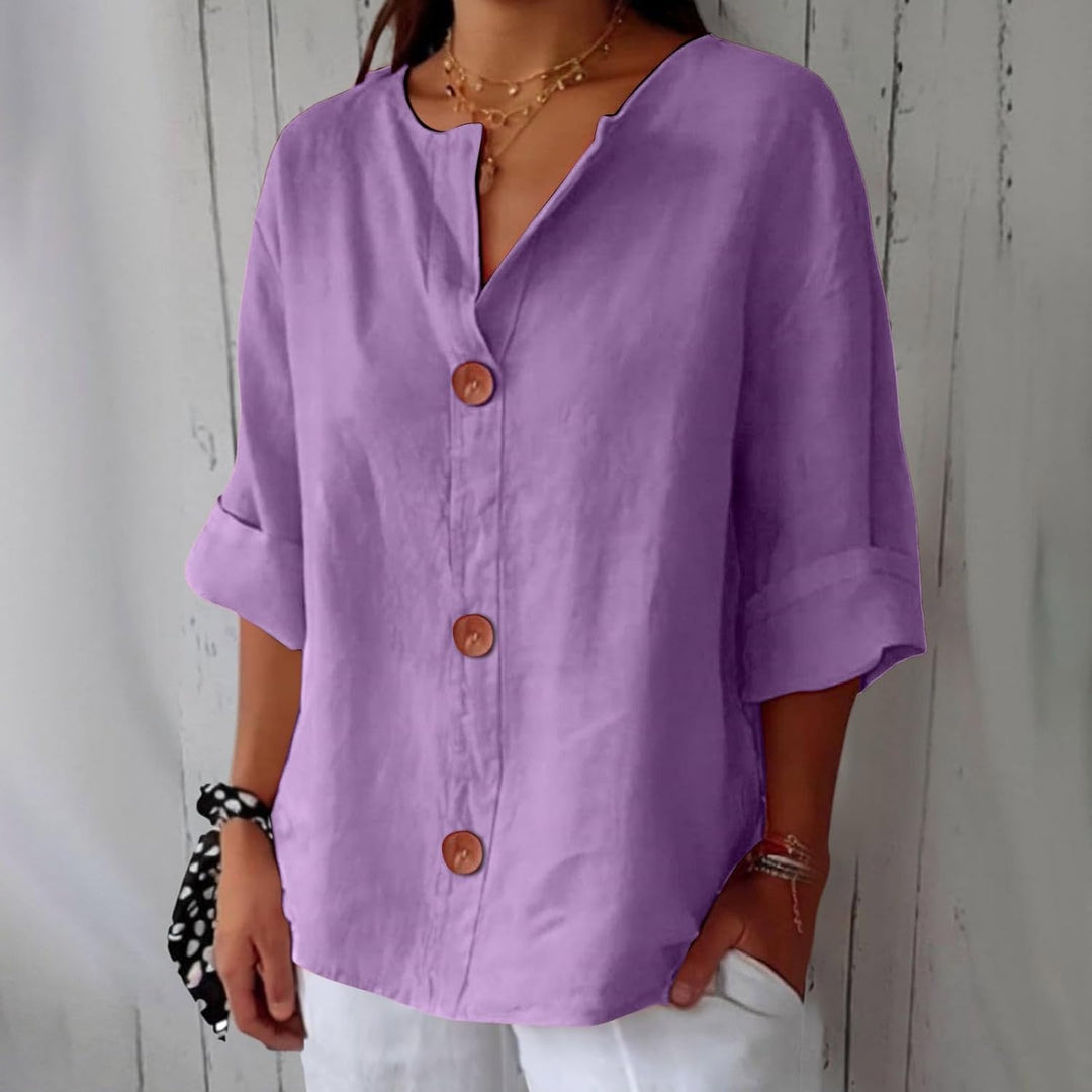 Livia | Relaxed Linen Button Blouse