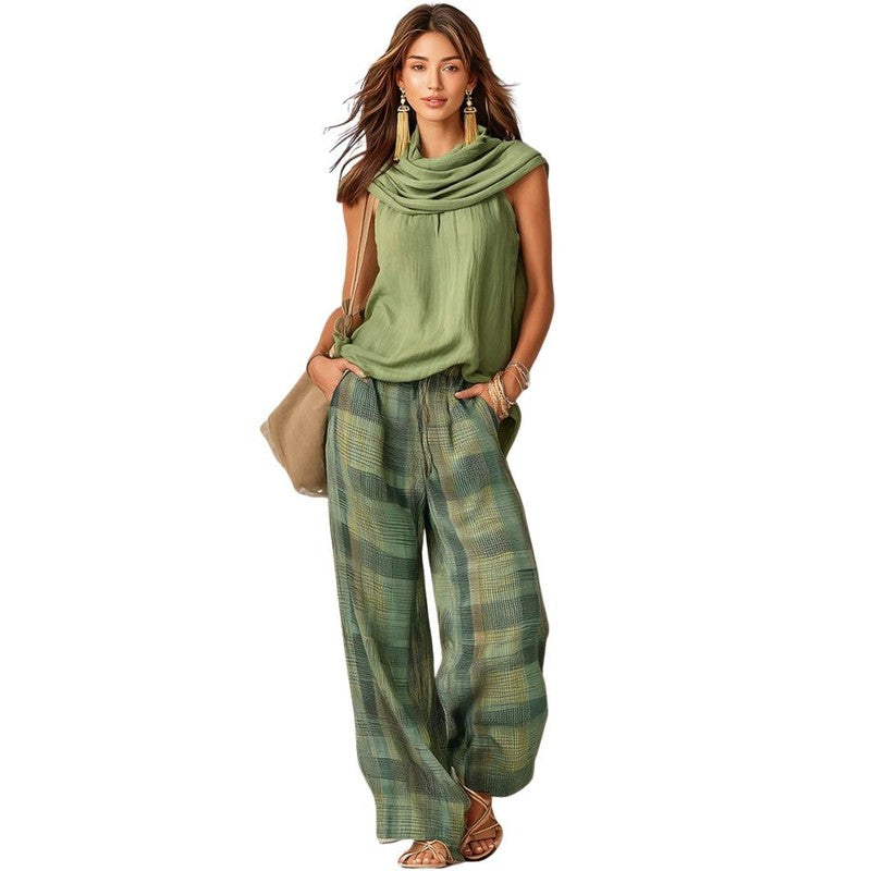 Auristela | Draped Neckline + Wide-Leg Set