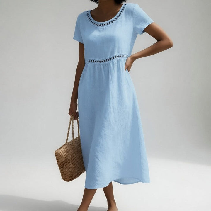 Clara | Eyelet Trim Midi Dress