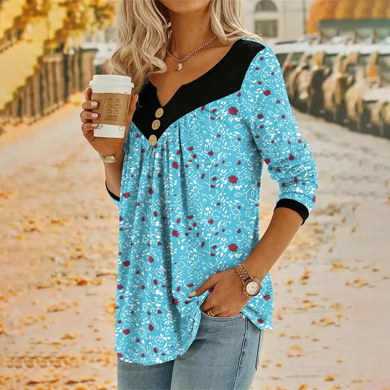Clara | Floral Print V-Neck T-Shirt