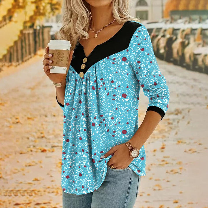 Clara | Floral Print V-Neck T-Shirt