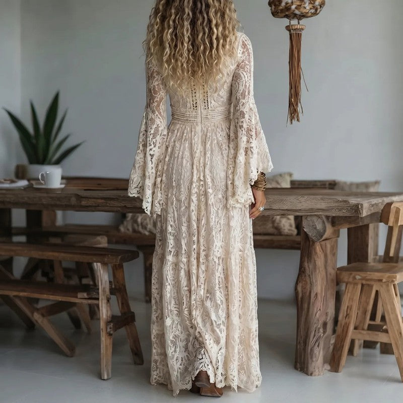 Lucille | Floral Bell-Sleeve Maxi Dress