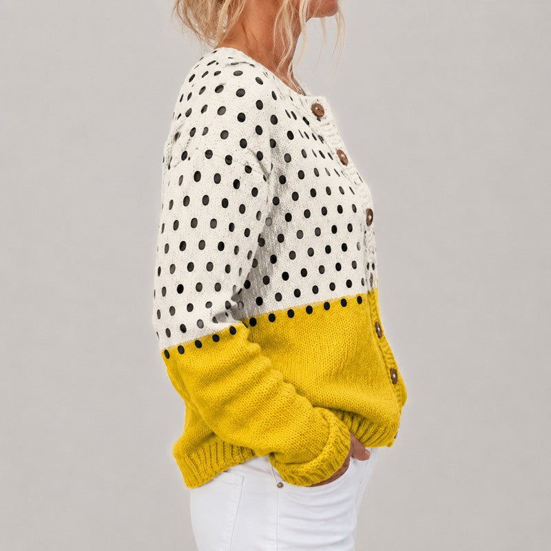 Juliet | Colourblock Polka-Dot Cardigan