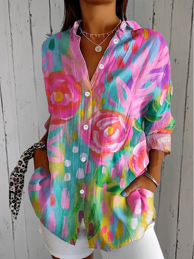 Peyton | Expressive Floral Button-Up Blouse