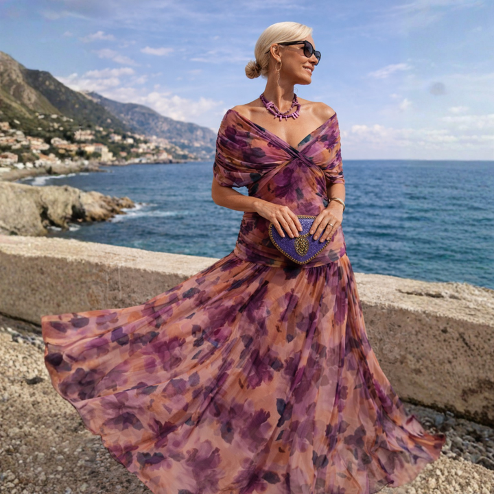 Eileen | Draped Chiffon Maxi Dress