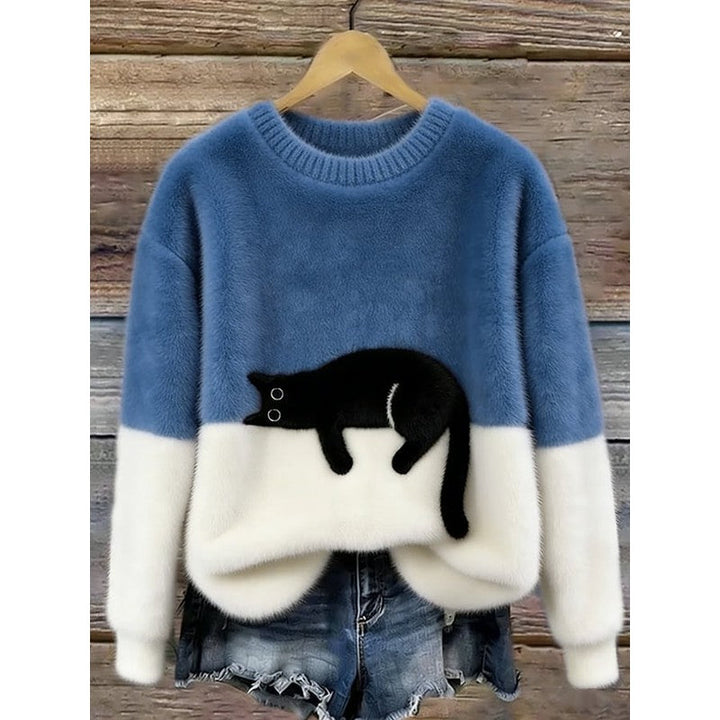 Emma | Graphic Cat Print Oversized Sweater
