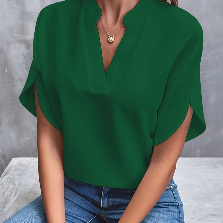 Women Blouse | Relaxed V-Neck Draped Top