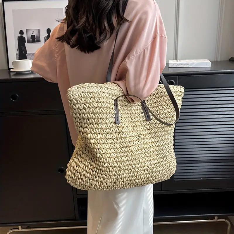 Alessia | Straw Beach Tote Bag