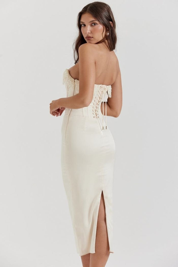 Sharlene | Beaded Corset Midi Dress
