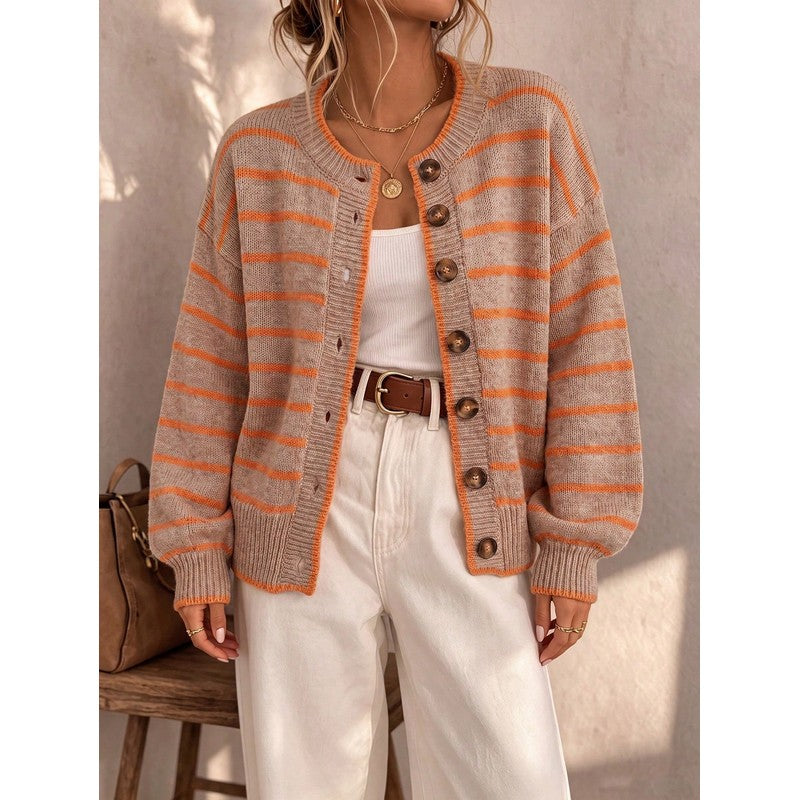 Céliane | Striped Knit Open-Front Cardigan