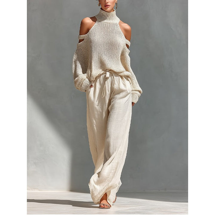 Eloise | Knit Cold-Shoulder Top and Wide-Leg Trouser Set