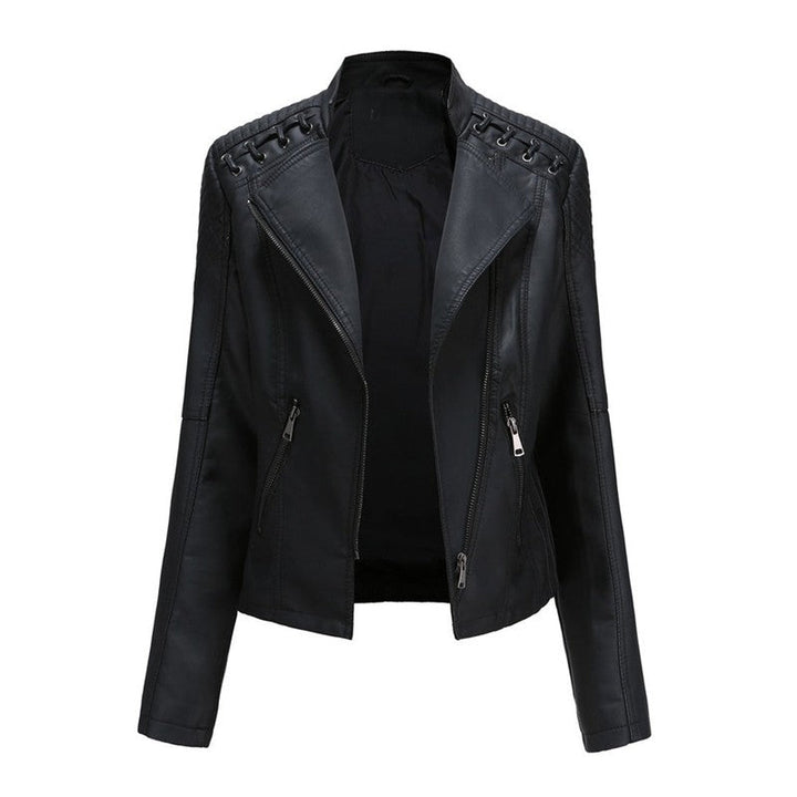 Eleanor | Asymmetrical Grommet-Trim Moto Jacket