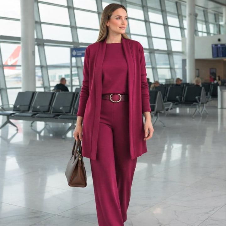 Madeline | Tailored Cardigan and Wide-Leg Trouser Set