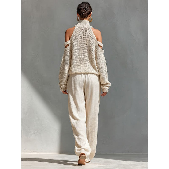 Eloise | Knit Cold-Shoulder Top and Wide-Leg Trouser Set