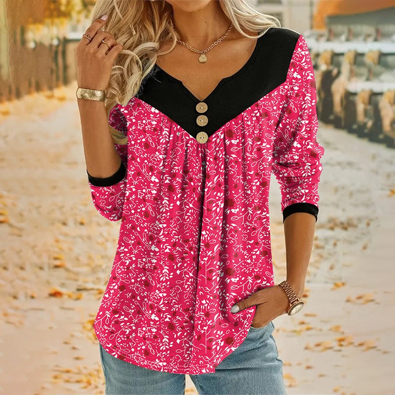 Clara | Floral Print V-Neck T-Shirt